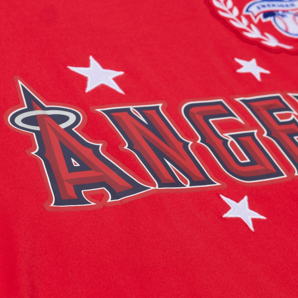 Los Angeles Angels Women's Pep Rally Cropped Boxy T-Shirt - Red | Mitchell & Ness