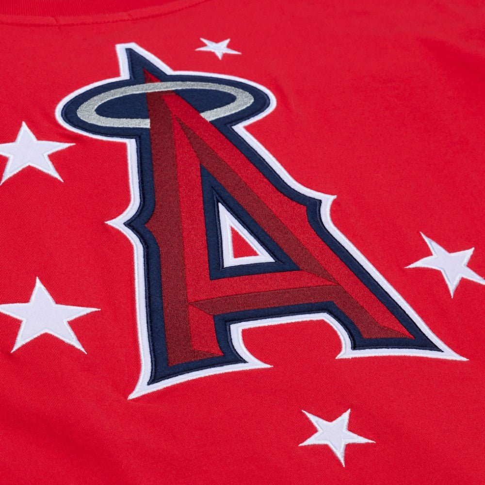 Los Angeles Angels Women's Pep Rally Cropped Boxy T-Shirt - Red | Mitchell & Ness