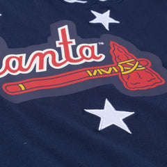 Atlanta Braves Women's Pep Rally Cropped Boxy T-Shirt - Navy | Mitchell & Ness