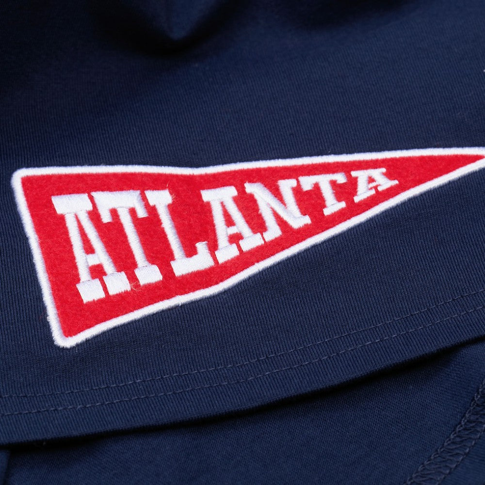 Atlanta Braves Women's Pep Rally Cropped Boxy T-Shirt - Navy | Mitchell & Ness
