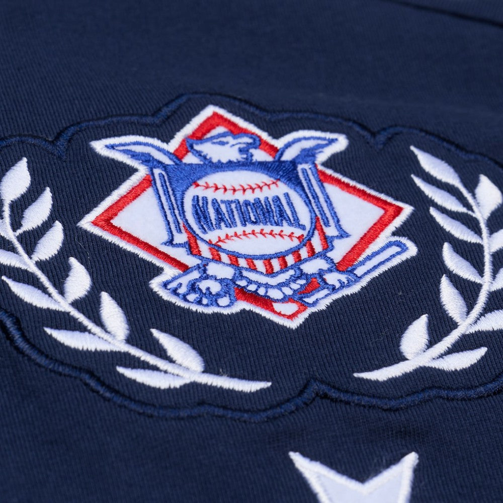 Atlanta Braves Women's Pep Rally Cropped Boxy T-Shirt - Navy | Mitchell & Ness