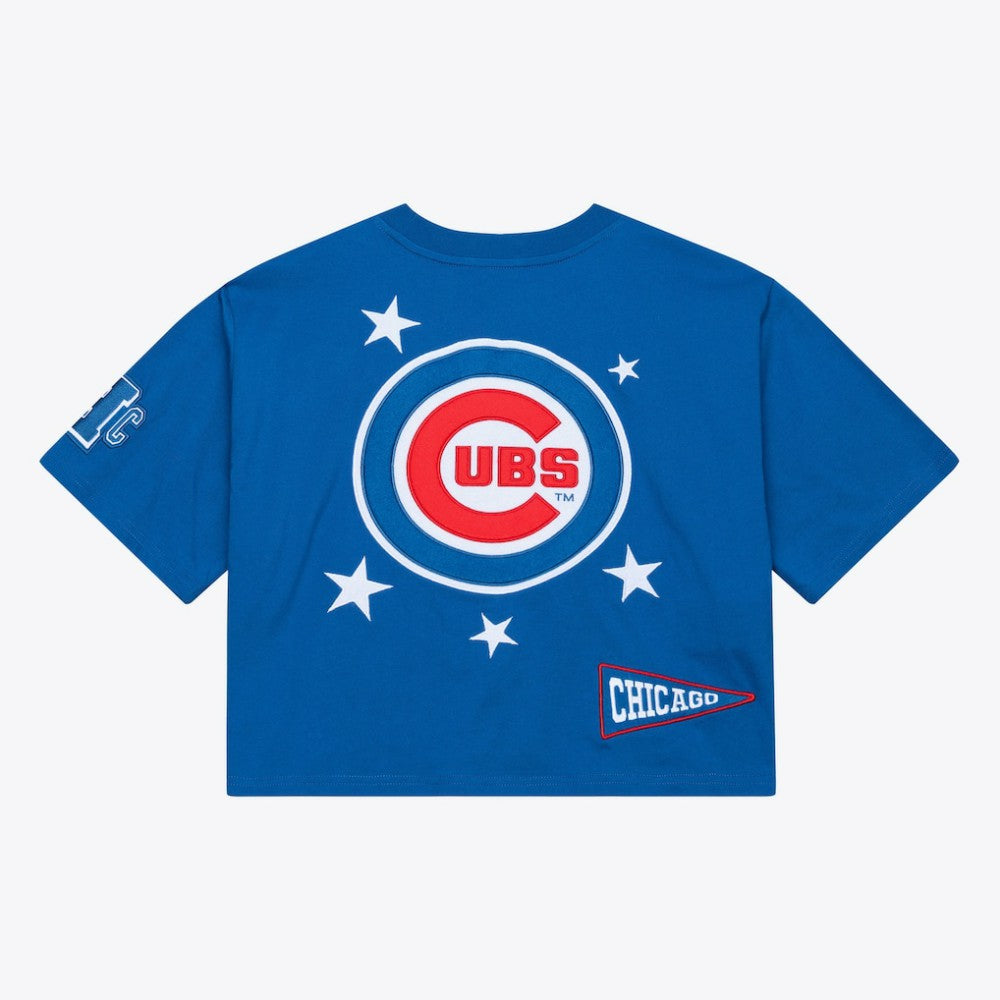 Chicago Cubs Women's Pep Rally Cropped Boxy T-Shirt - Royal | Mitchell & Ness