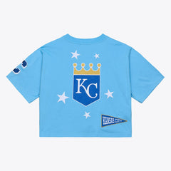Kansas City Royals Women's Pep Rally Cropped Boxy T-Shirt - Light Blue | Mitchell & Ness