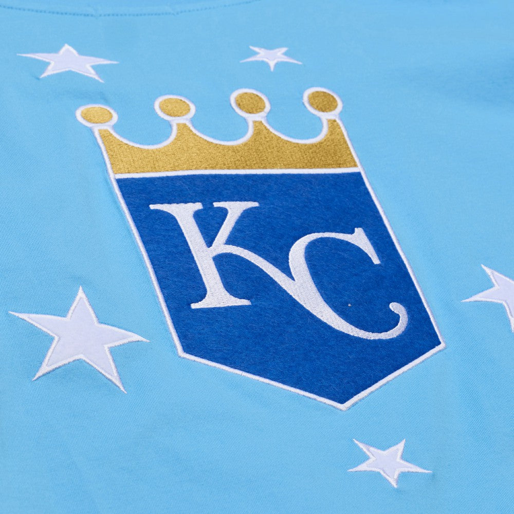 Kansas City Royals Women's Pep Rally Cropped Boxy T-Shirt - Light Blue | Mitchell & Ness