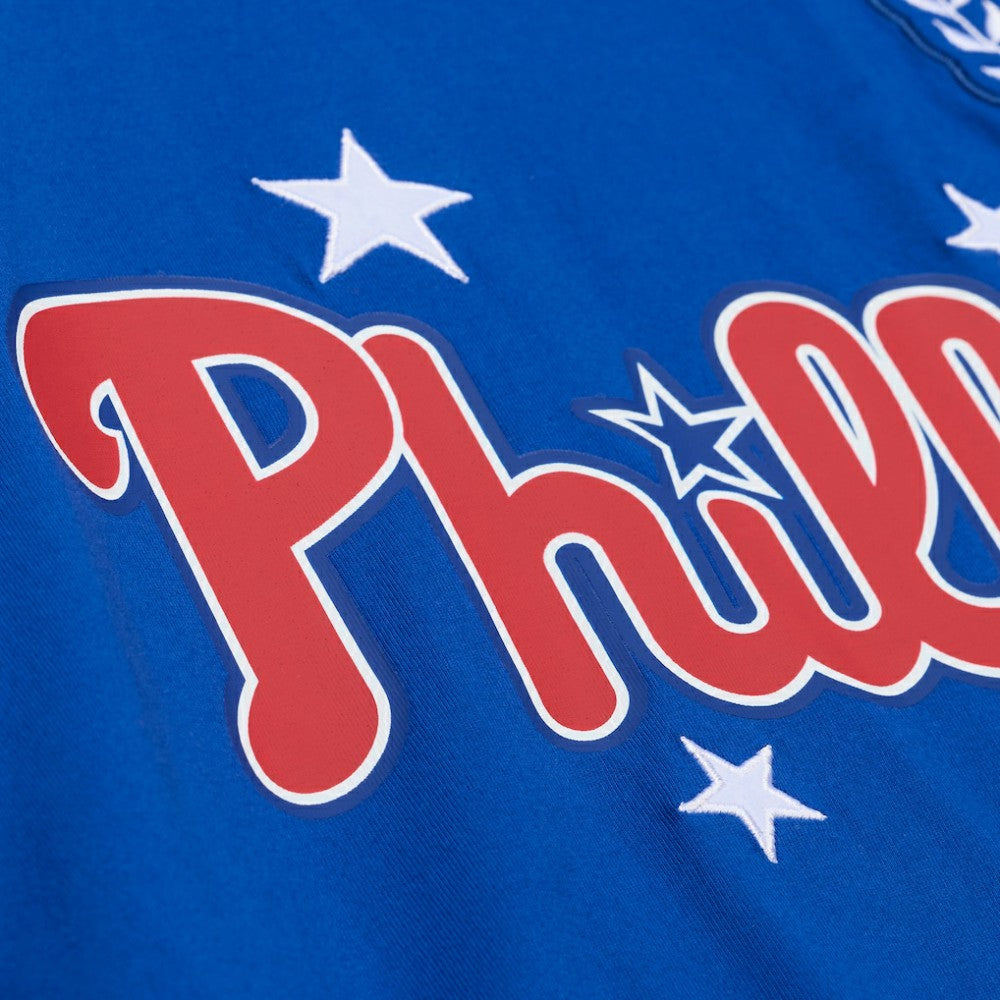 Philadelphia Phillies Women's Pep Rally Cropped Boxy T-Shirt - Royal | Mitchell & Ness