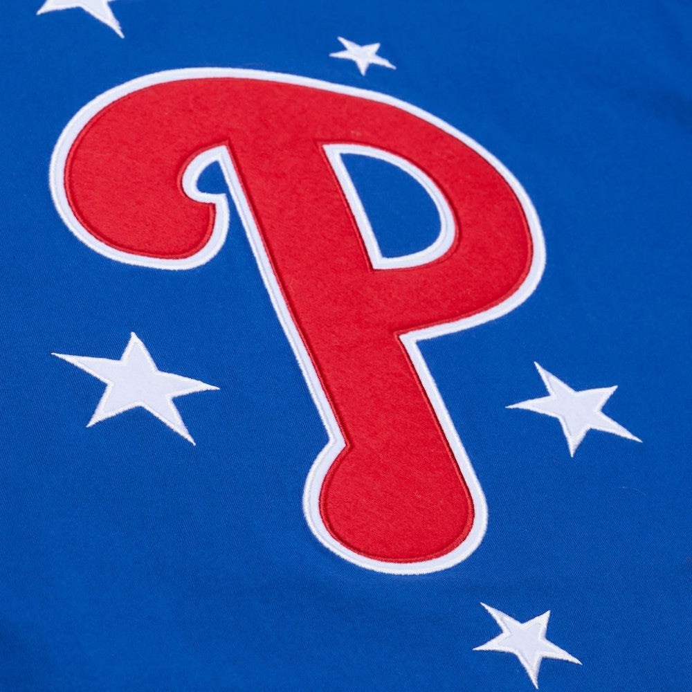 Philadelphia Phillies Women's Pep Rally Cropped Boxy T-Shirt - Royal | Mitchell & Ness