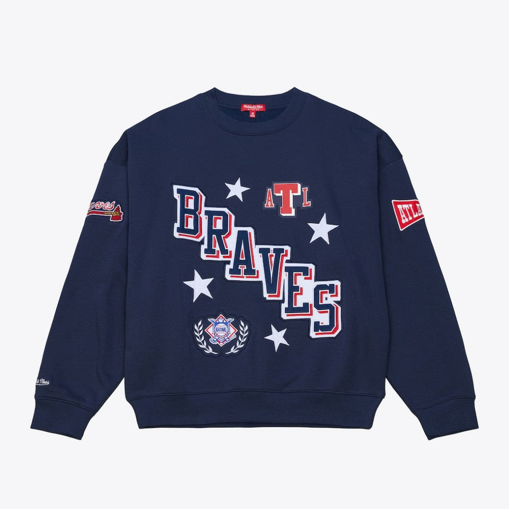 Atlanta Braves Women's Pep Rally Sweatshirt - Navy | Mitchell & Ness