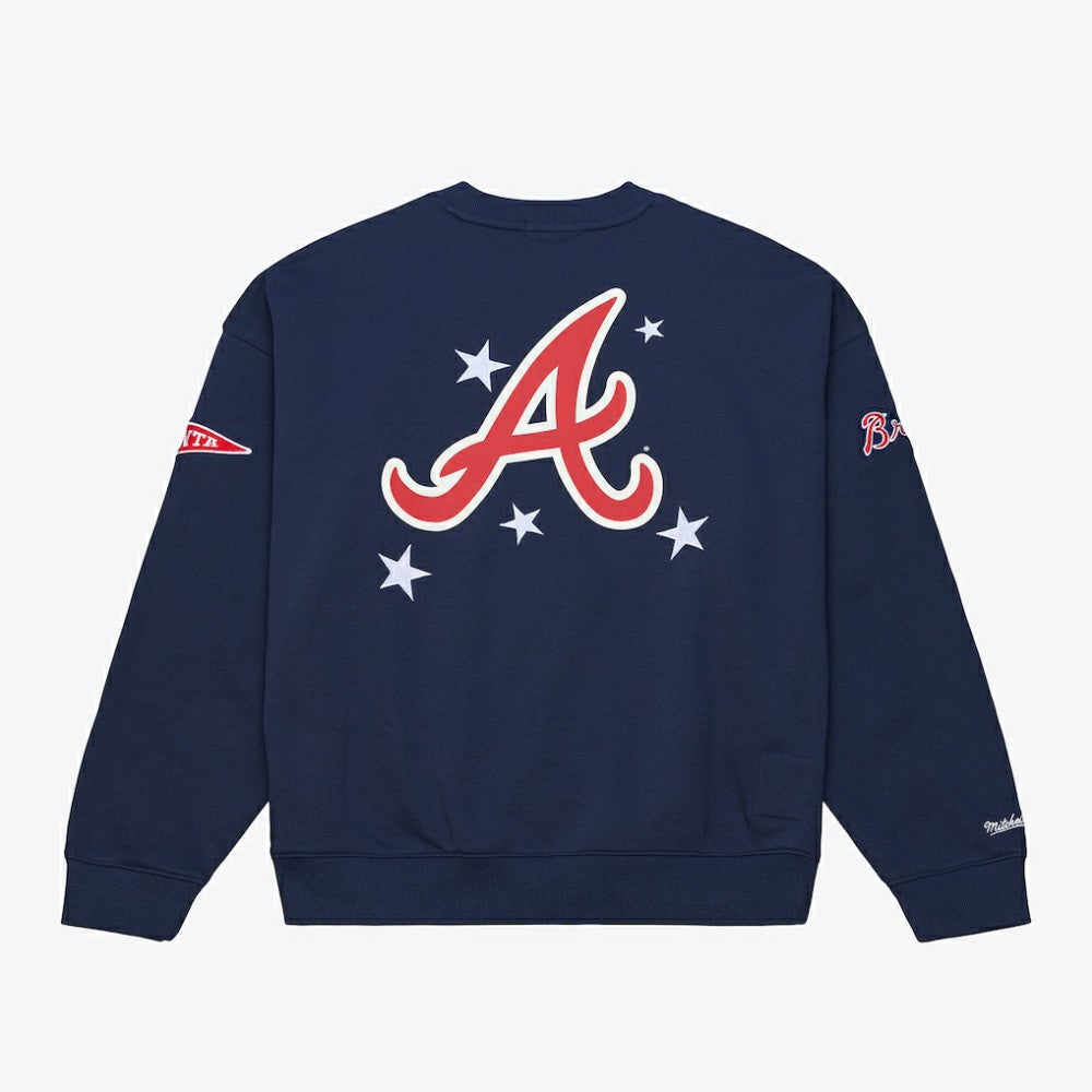 Atlanta Braves Women's Pep Rally Sweatshirt - Navy | Mitchell & Ness