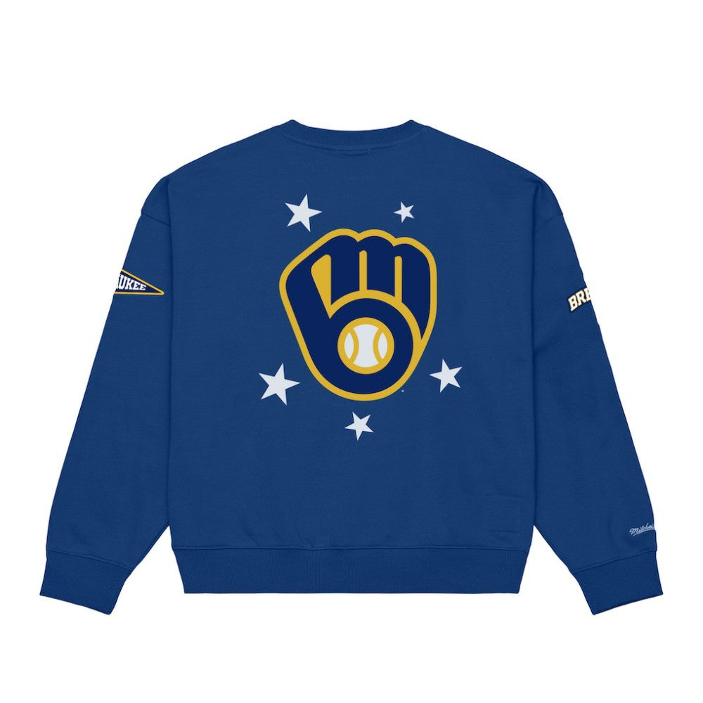 Milwaukee Brewers Women's Pep Rally Sweatshirt - Royal | Mitchell & Ness