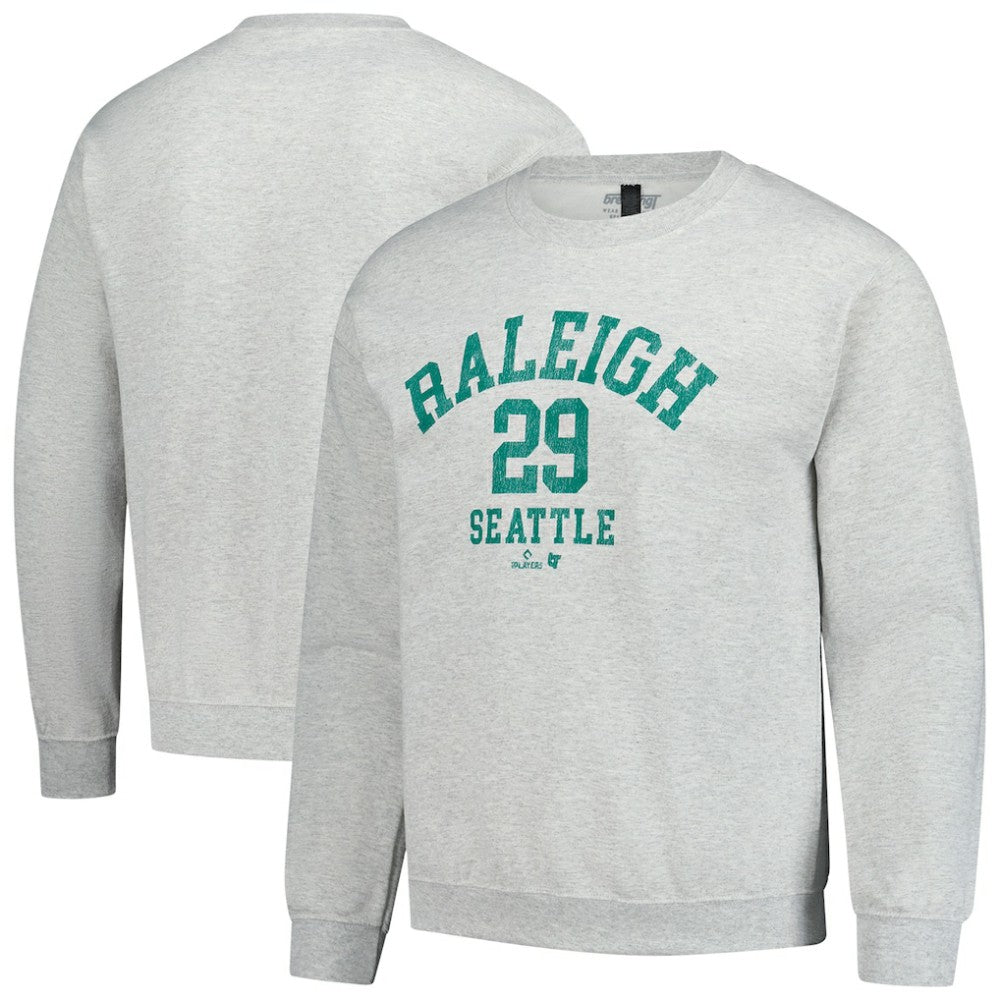 Cal Raleigh MLBPA BreakingT Unisex Player Name & Number Sweatshirt - Heather Gray