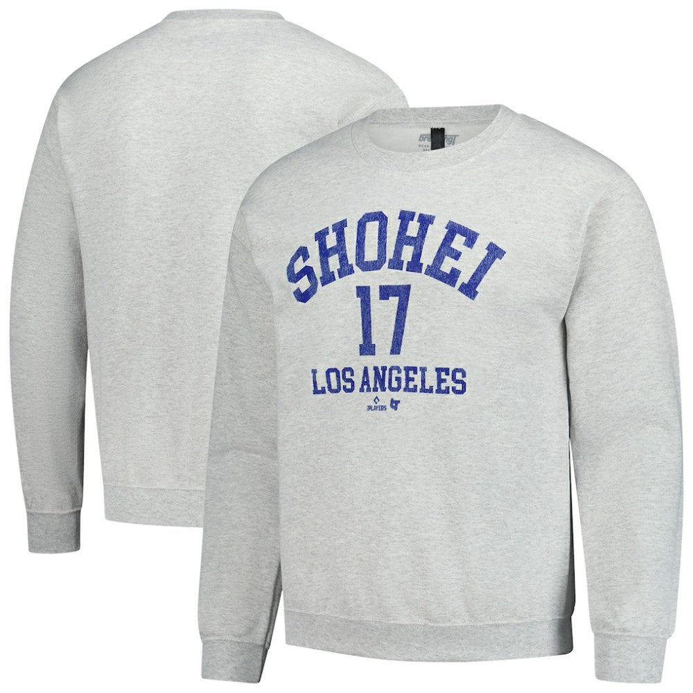 Shohei Ohtani MLBPA BreakingT Unisex Player Name & Number Sweatshirt - Heather Gray