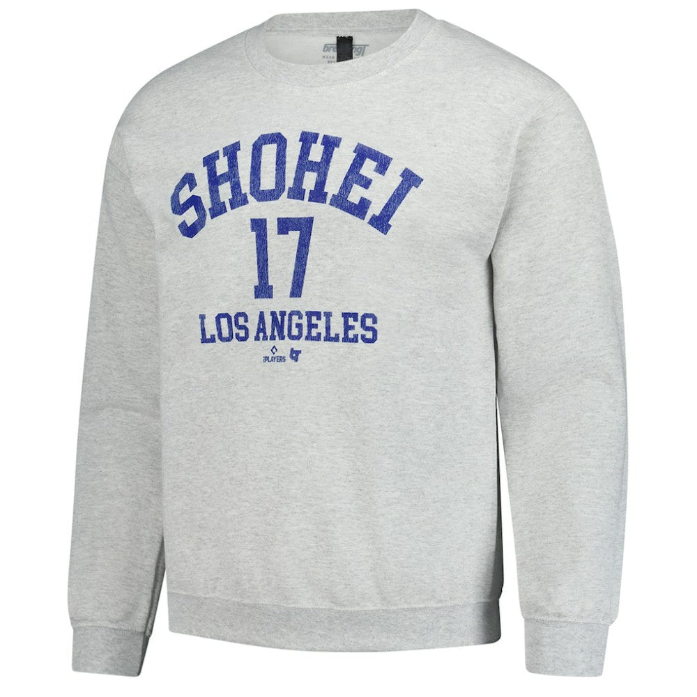 Shohei Ohtani MLBPA BreakingT Unisex Player Name & Number Sweatshirt - Heather Gray