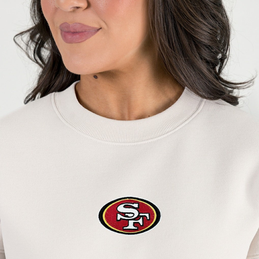 San Francisco 49ers Gameday Couture Women's Power Move Stadium Premium Drop Shoulder Sweatshirt - Natural sale