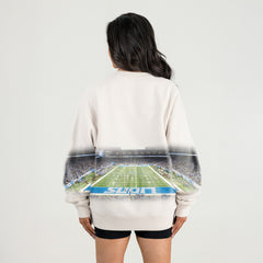 Detroit Lions Gameday Couture Women's Power Move Stadium Premium Drop Shoulder Sweatshirt - Natural outlet