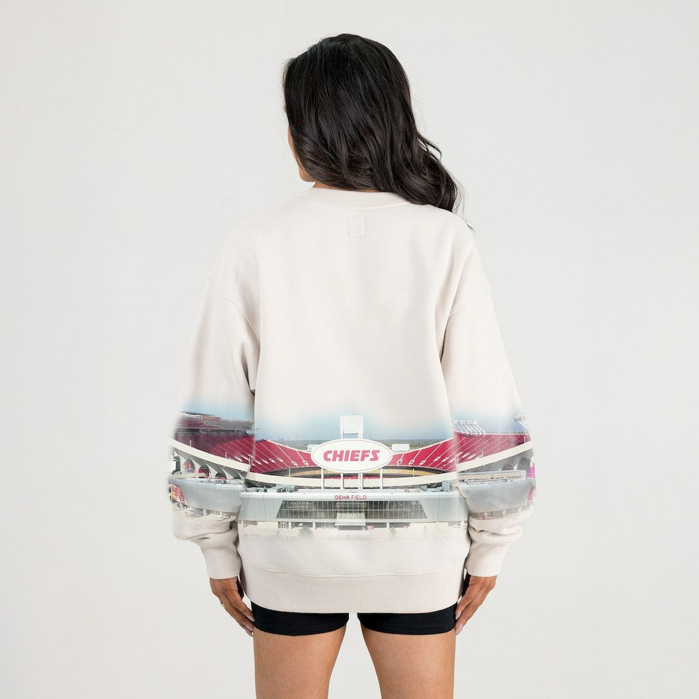 Kansas City Chiefs Gameday Couture Women's Power Move Stadium Premium Drop Shoulder Sweatshirt - Natural discount