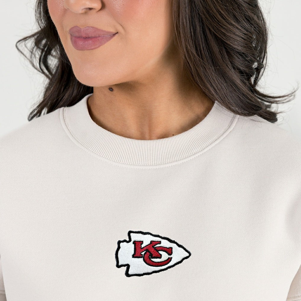 Kansas City Chiefs Gameday Couture Women's Power Move Stadium Premium Drop Shoulder Sweatshirt - Natural discount