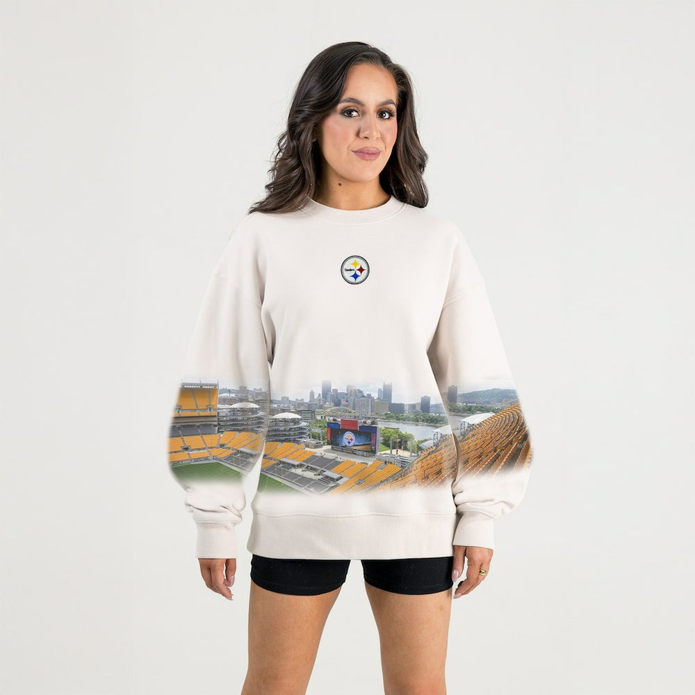 Pittsburgh Steelers Gameday Couture Women's Power Move Stadium Premium Drop Shoulder Sweatshirt - Natural outlet