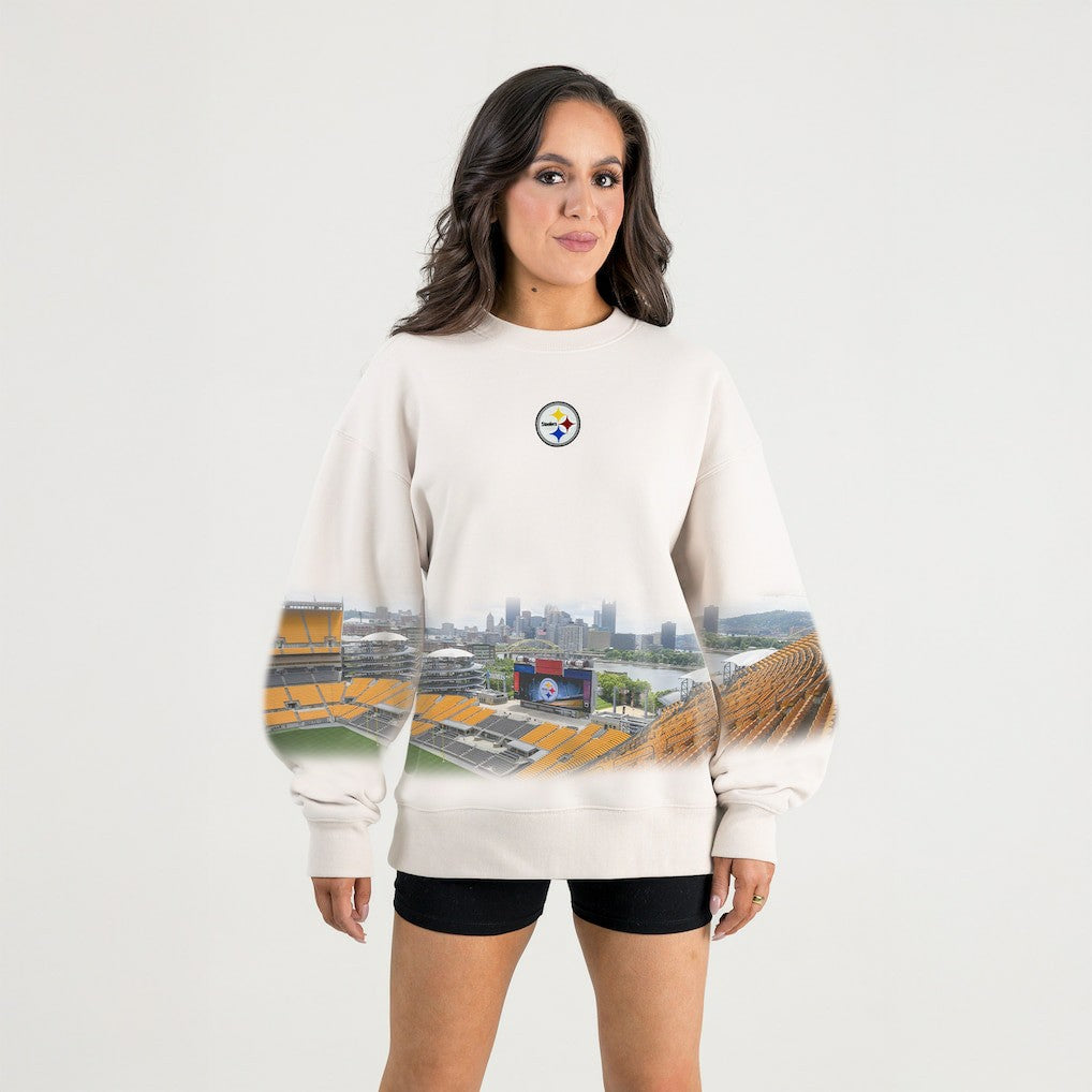 Pittsburgh Steelers Gameday Couture Women's Power Move Stadium Premium Drop Shoulder Sweatshirt - Natural outlet