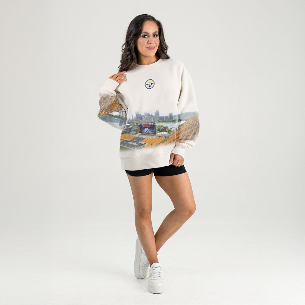 Pittsburgh Steelers Gameday Couture Women's Power Move Stadium Premium Drop Shoulder Sweatshirt - Natural outlet