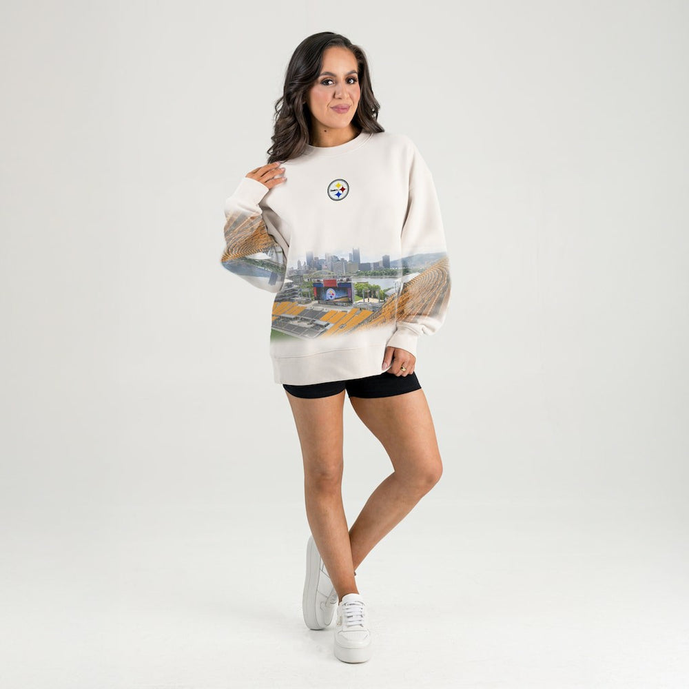 Pittsburgh Steelers Gameday Couture Women's Power Move Stadium Premium Drop Shoulder Sweatshirt - Natural outlet