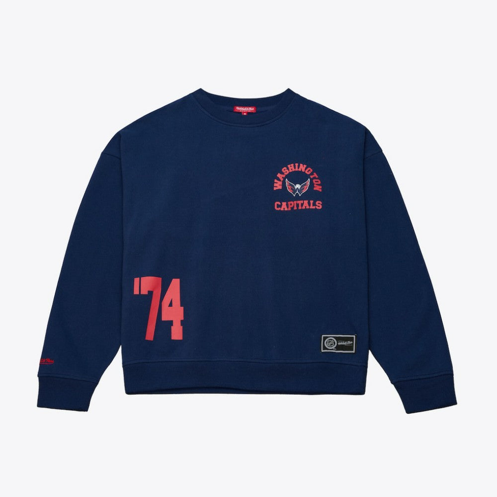 Washington Capitals Mitchell & Ness Women's Crewneck Sweatshirt Navy