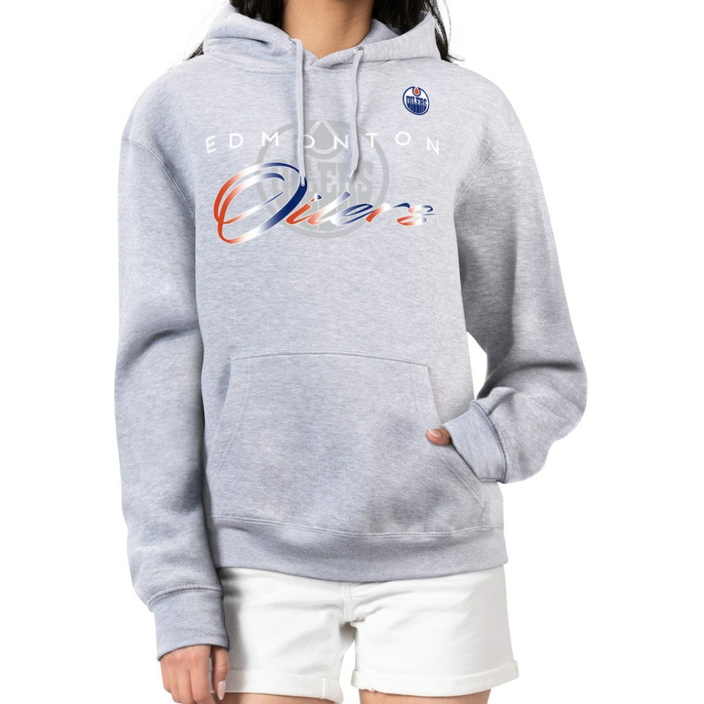 Edmonton Oilers G-III 4Her by Carl Banks Women's Shadow Logo Fleece Hoodie Gray