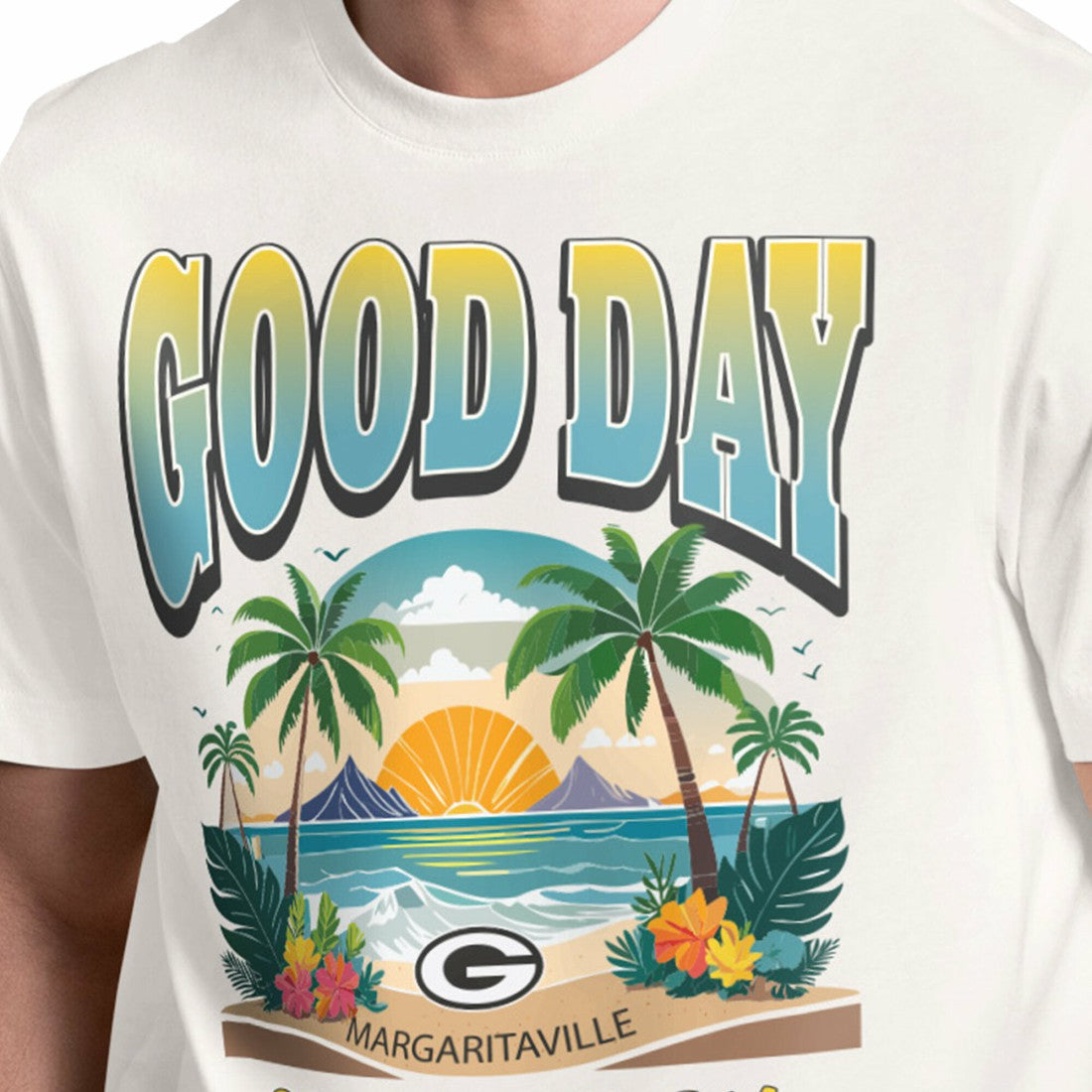 Green Bay Packers Margaritaville Good Day T-Shirt - Cream on sale