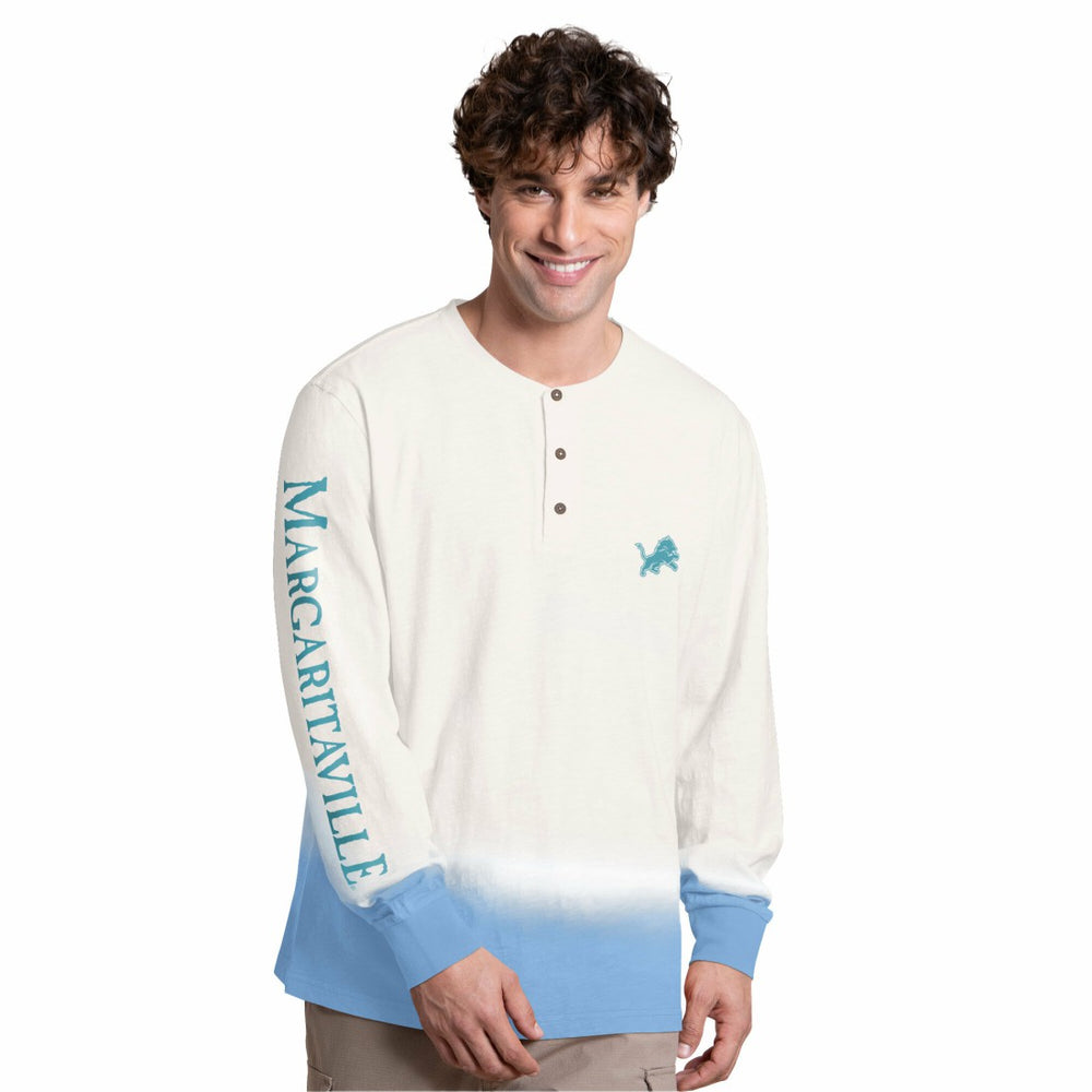 Detroit Lions Margaritaville Island Reserve Long Sleeve Slub Henley Shirt - White/Light Blue discount