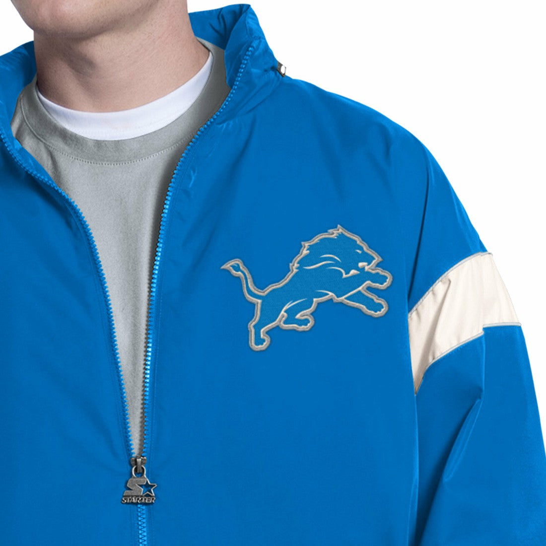 Detroit Lions Starter The Gust Full-Zip Hooded Jacket - Blue on sale