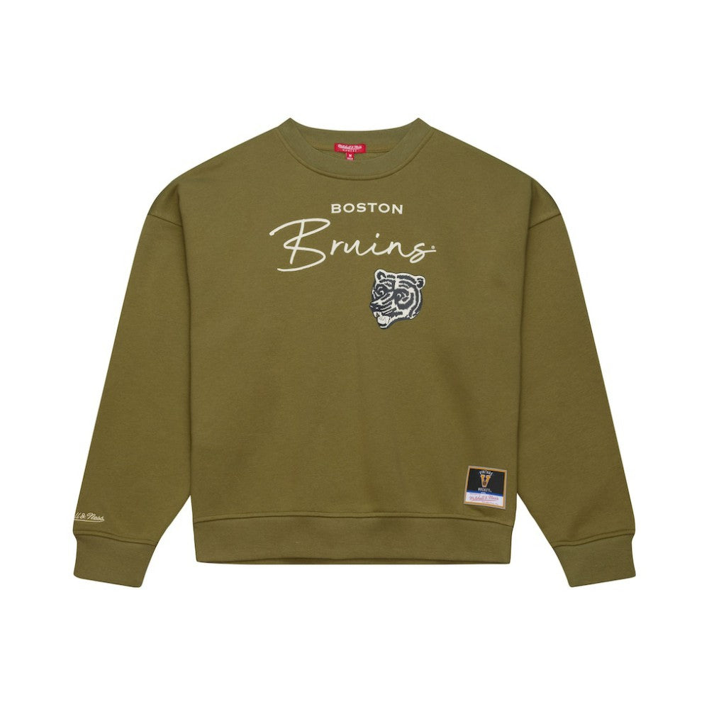 Boston Bruins Mitchell & Ness Women's Fleece Sweatshirt Hunter Green
