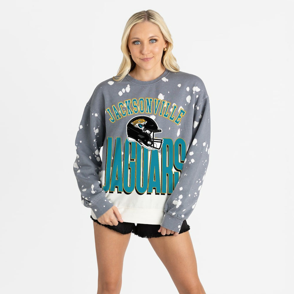 Jacksonville Jaguars Gameday Couture Women's Arch Rivals Faded Wash Sweatshirt - Gray online