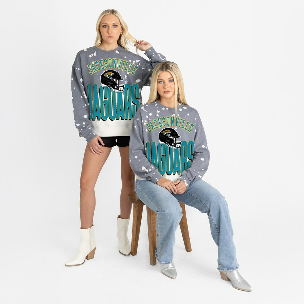 Jacksonville Jaguars Gameday Couture Women's Arch Rivals Faded Wash Sweatshirt - Gray online