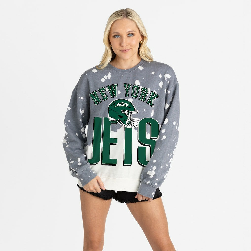 New York Jets Gameday Couture Women's Arch Rivals Faded Wash Sweatshirt - Gray online