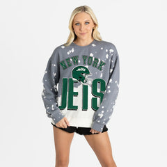 New York Jets Gameday Couture Women's Arch Rivals Faded Wash Sweatshirt - Gray online
