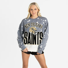 New Orleans Saints Gameday Couture Women's Arch Rivals Faded Wash Sweatshirt - Gray outlet