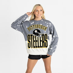 Pittsburgh Steelers Gameday Couture Women's Arch Rivals Faded Wash Sweatshirt - Gray cheap