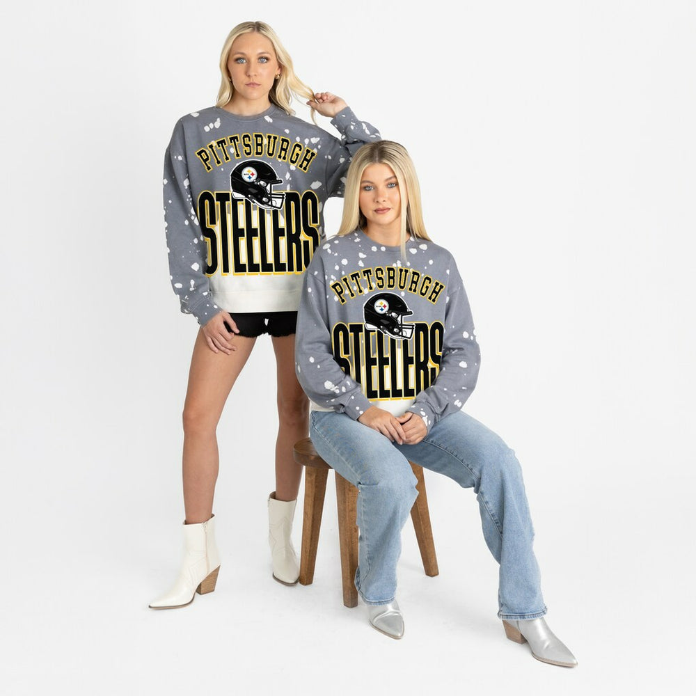 Pittsburgh Steelers Gameday Couture Women's Arch Rivals Faded Wash Sweatshirt - Gray cheap