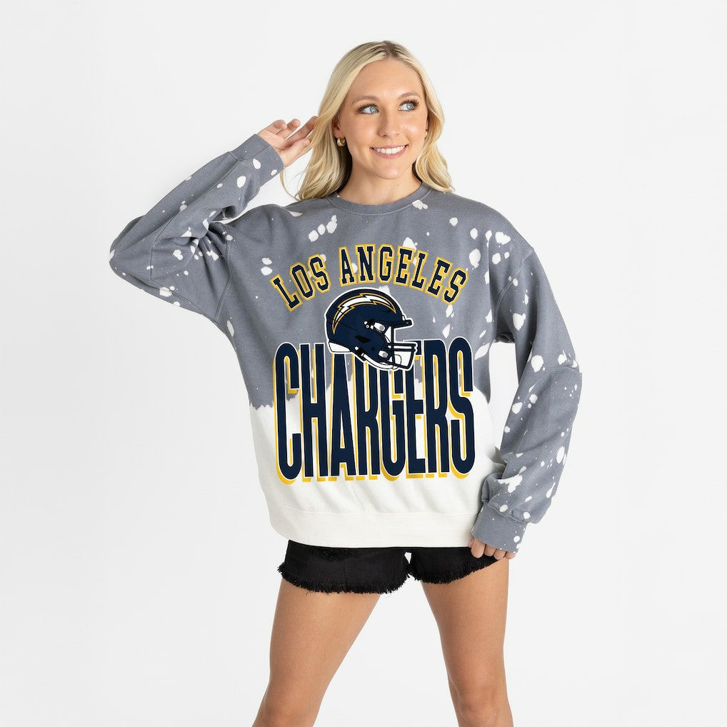 Los Angeles Chargers Gameday Couture Women's Arch Rivals Faded Wash Sweatshirt - Gray sale