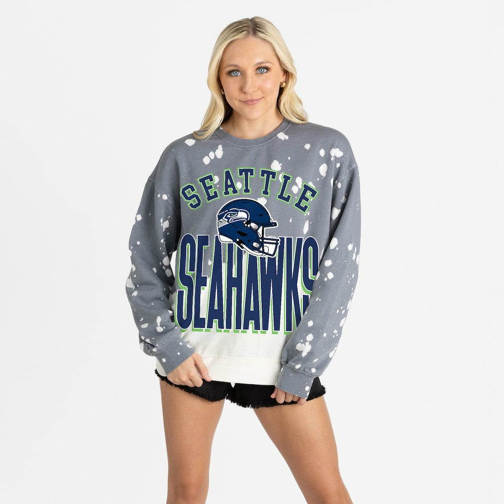 Seattle Seahawks Gameday Couture Women's Arch Rivals Faded Wash Sweatshirt - Gray outlet