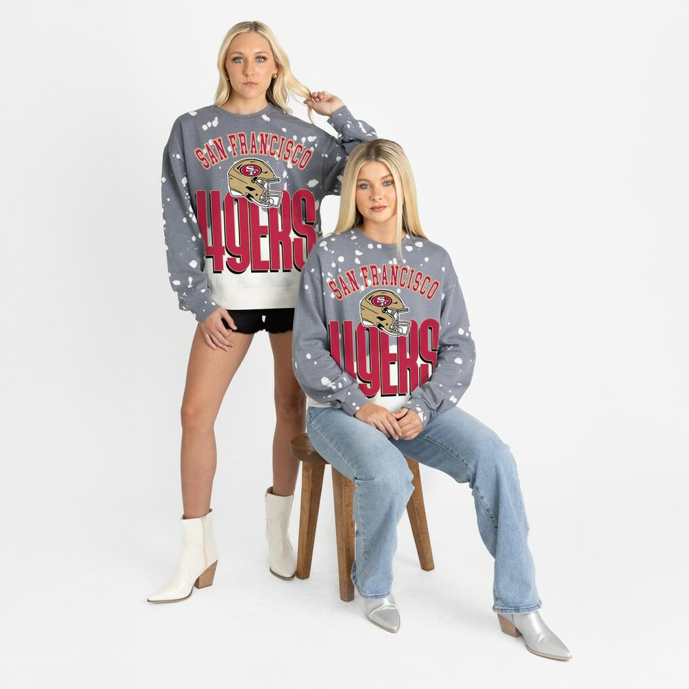 San Francisco 49ers Gameday Couture Women's Arch Rivals Faded Wash Sweatshirt - Gray for sale