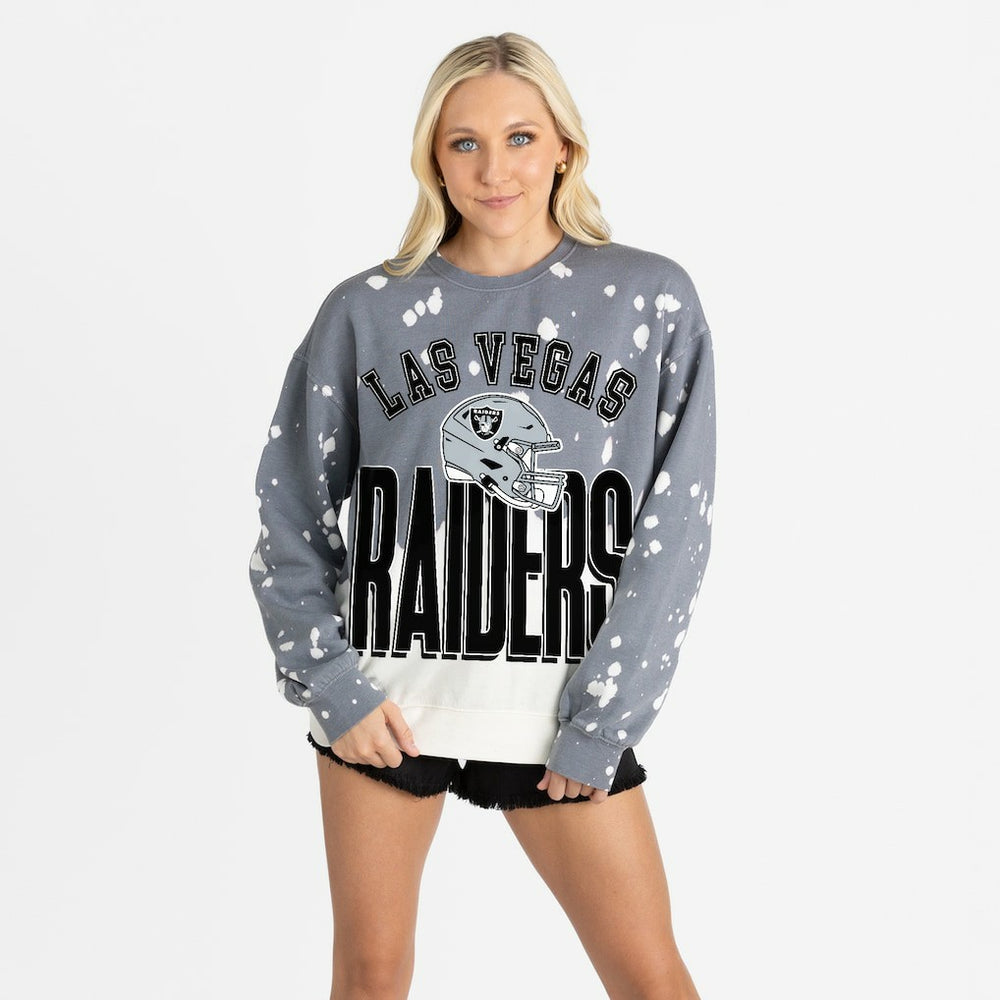 Las Vegas Raiders Gameday Couture Women's Arch Rivals Faded Wash Sweatshirt - Gray online