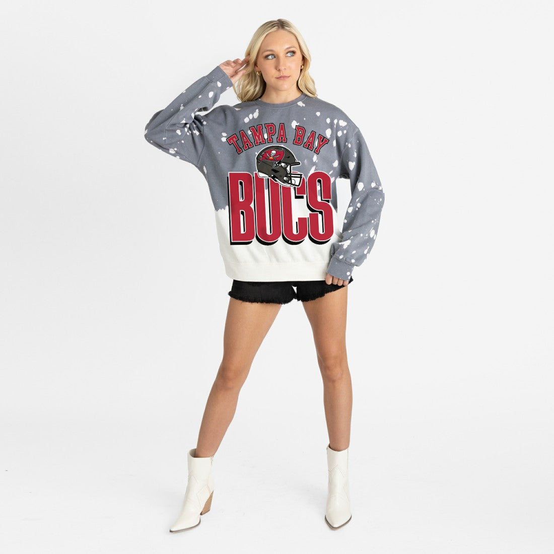 Tampa Bay Buccaneers Gameday Couture Women's Arch Rivals Faded Wash Sweatshirt - Gray sale