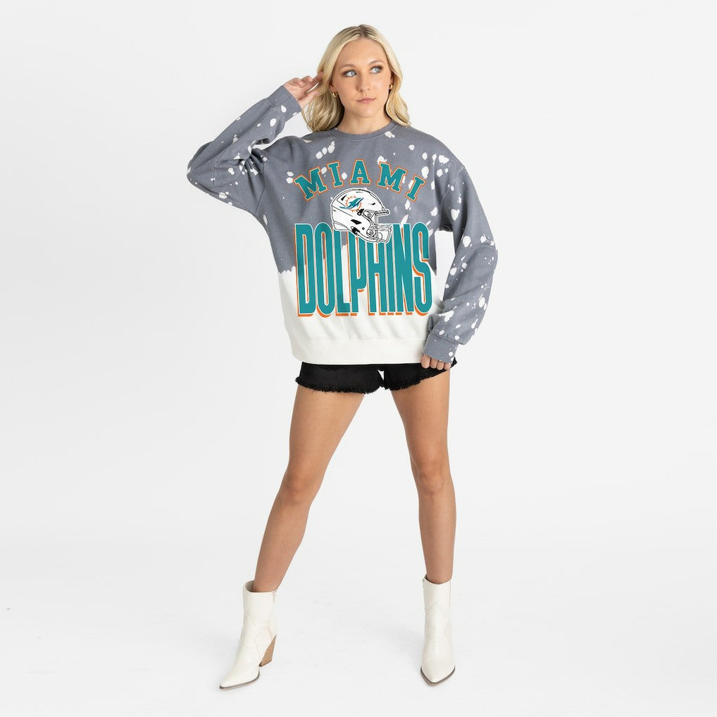Miami Dolphins Gameday Couture Women's Arch Rivals Faded Wash Sweatshirt - Gray cheap