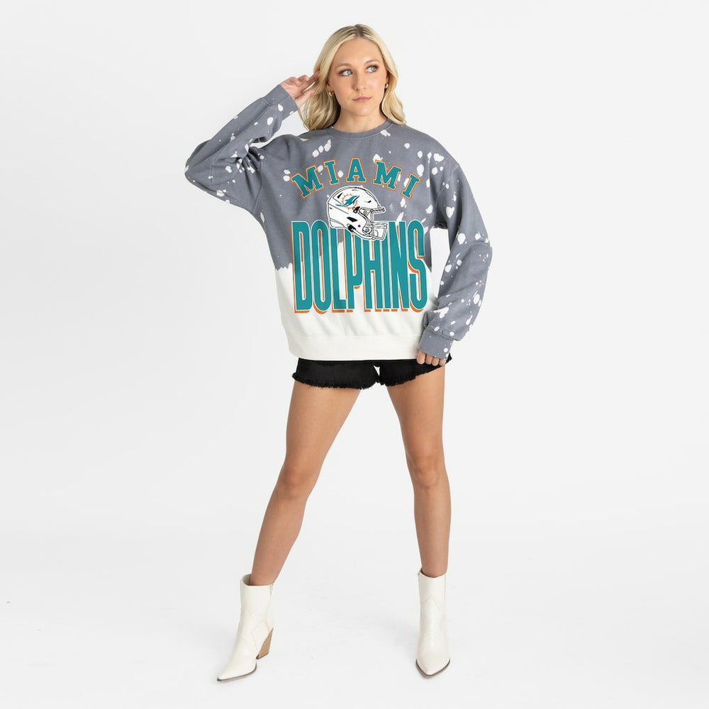 Miami Dolphins Gameday Couture Women's Arch Rivals Faded Wash Sweatshirt - Gray cheap