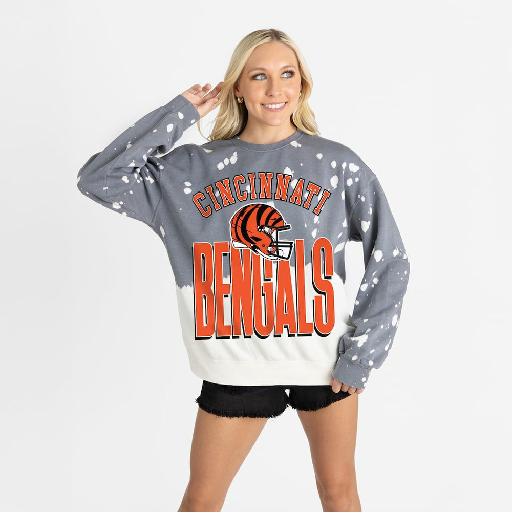 Cincinnati Bengals Gameday Couture Women's Arch Rivals Faded Wash Sweatshirt - Gray cheap
