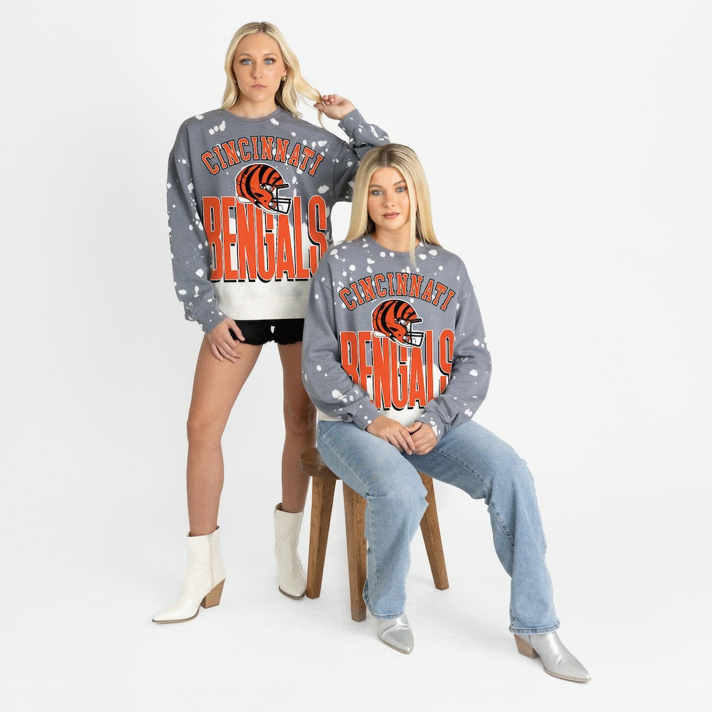 Cincinnati Bengals Gameday Couture Women's Arch Rivals Faded Wash Sweatshirt - Gray cheap