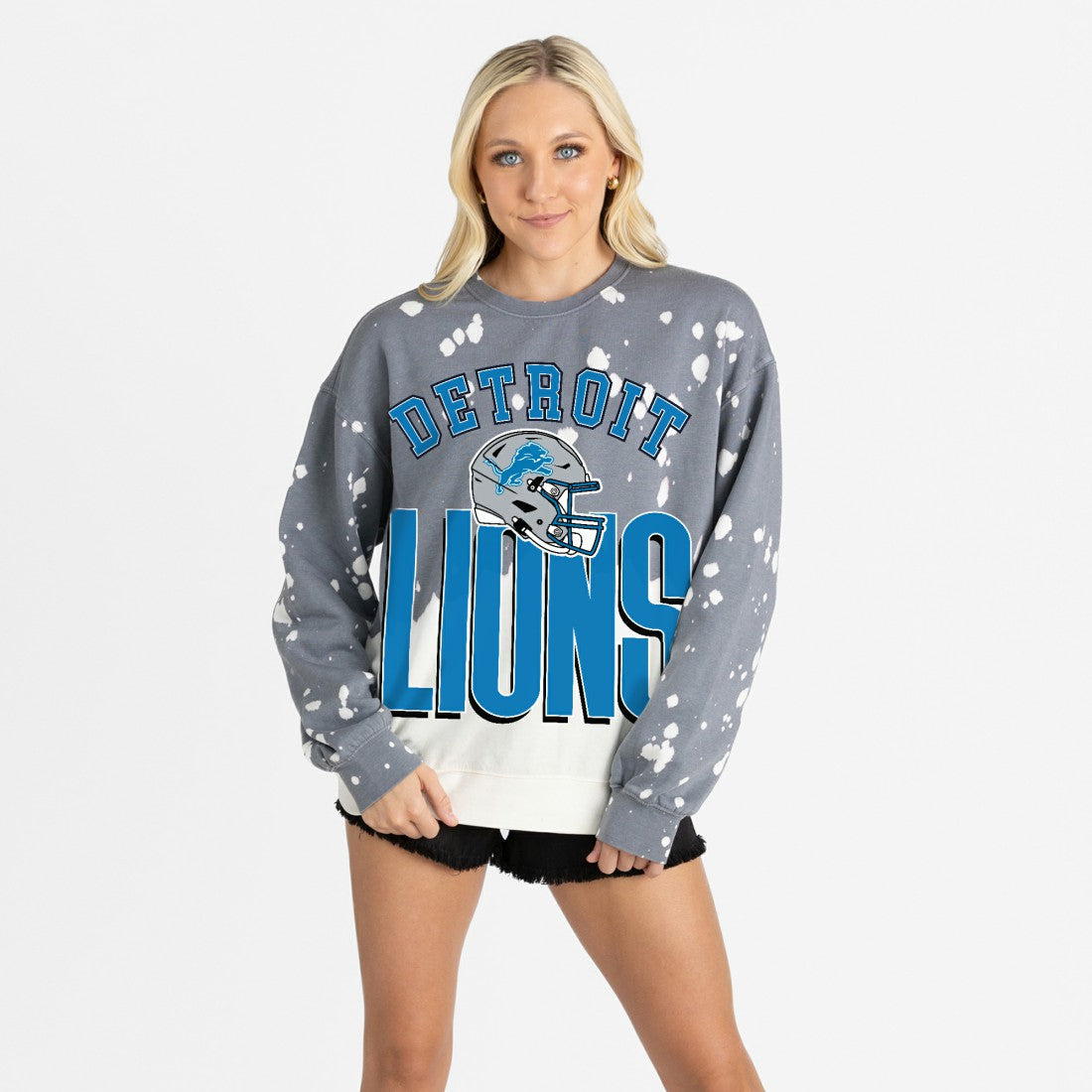 Detroit Lions Gameday Couture Women's Arch Rivals Faded Wash Sweatshirt - Gray cheap