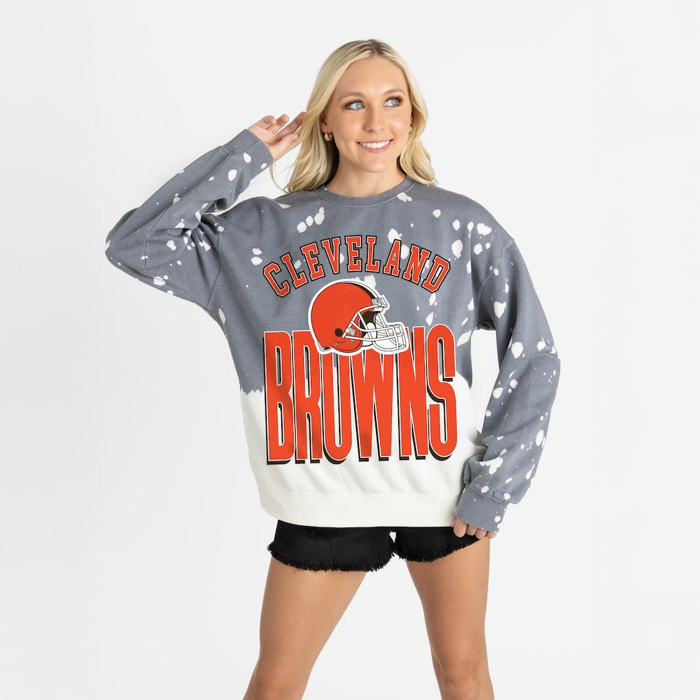 Cleveland Browns Gameday Couture Women's Arch Rivals Faded Wash Sweatshirt - Gray sale