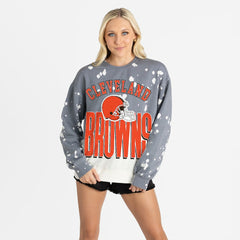 Cleveland Browns Gameday Couture Women's Arch Rivals Faded Wash Sweatshirt - Gray sale