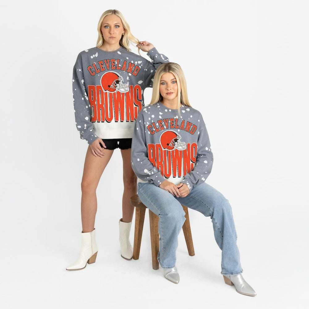 Cleveland Browns Gameday Couture Women's Arch Rivals Faded Wash Sweatshirt - Gray sale